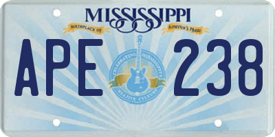 MS license plate APE238
