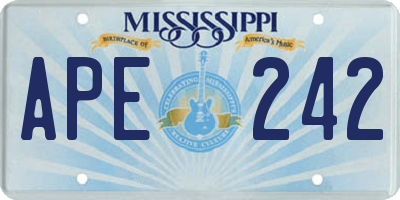 MS license plate APE242
