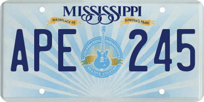 MS license plate APE245