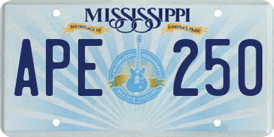 MS license plate APE250