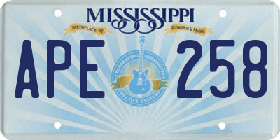 MS license plate APE258
