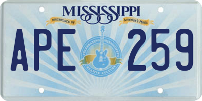 MS license plate APE259