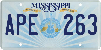 MS license plate APE263