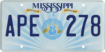 MS license plate APE278