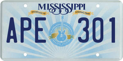 MS license plate APE301