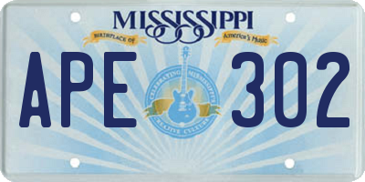 MS license plate APE302
