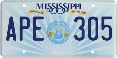 MS license plate APE305