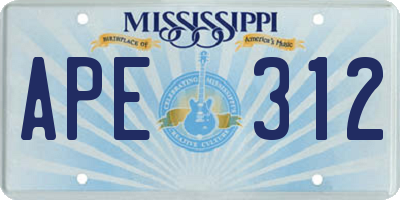 MS license plate APE312
