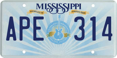 MS license plate APE314