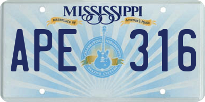 MS license plate APE316