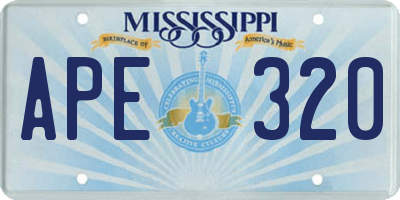 MS license plate APE320