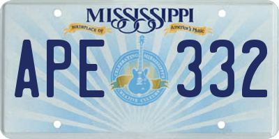 MS license plate APE332