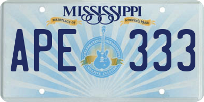 MS license plate APE333