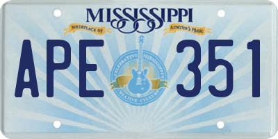 MS license plate APE351