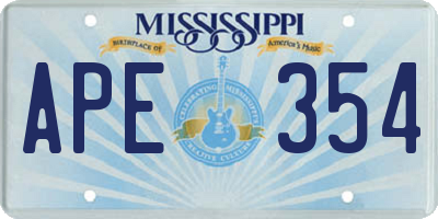 MS license plate APE354