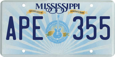 MS license plate APE355