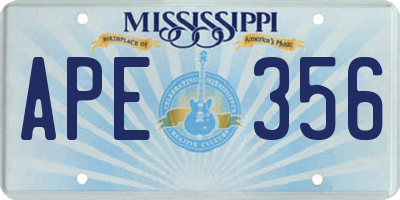 MS license plate APE356
