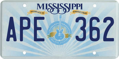 MS license plate APE362