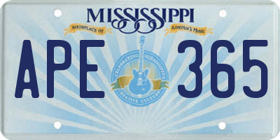 MS license plate APE365