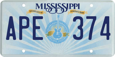 MS license plate APE374