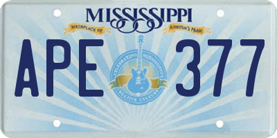 MS license plate APE377
