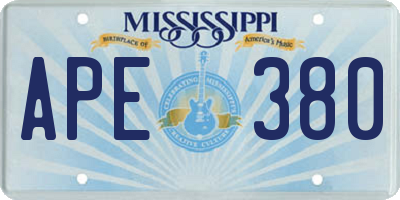 MS license plate APE380