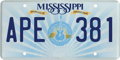 MS license plate APE381