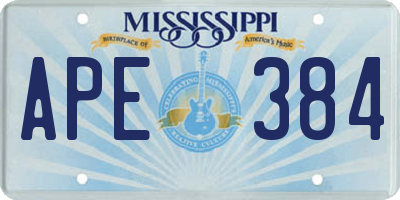 MS license plate APE384