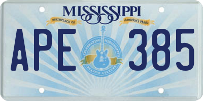 MS license plate APE385