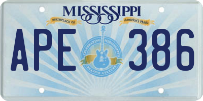 MS license plate APE386