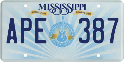 MS license plate APE387