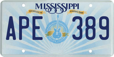 MS license plate APE389