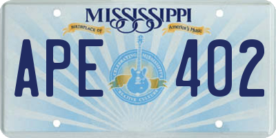 MS license plate APE402