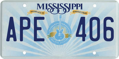 MS license plate APE406