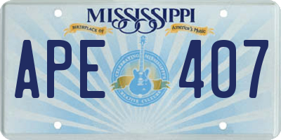 MS license plate APE407