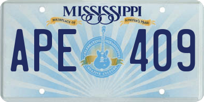 MS license plate APE409