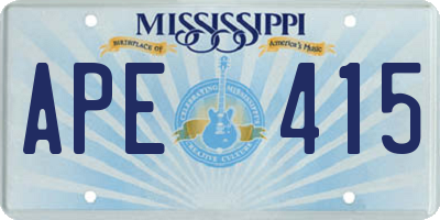 MS license plate APE415