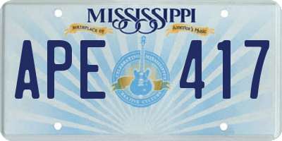 MS license plate APE417
