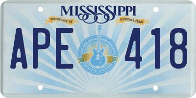 MS license plate APE418