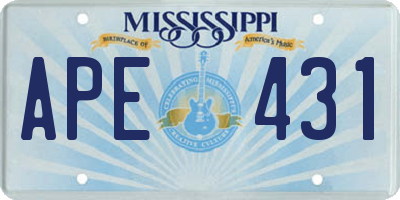 MS license plate APE431