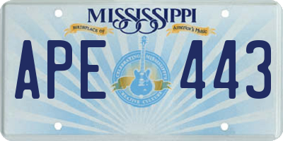 MS license plate APE443