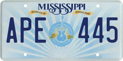 MS license plate APE445