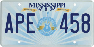 MS license plate APE458