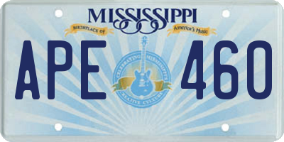 MS license plate APE460
