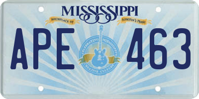 MS license plate APE463