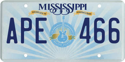 MS license plate APE466