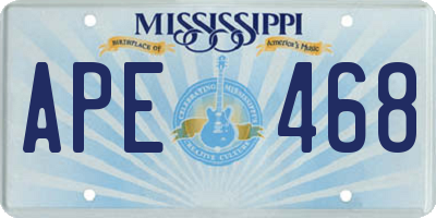 MS license plate APE468