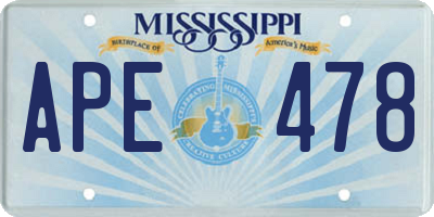MS license plate APE478