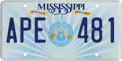 MS license plate APE481