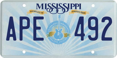 MS license plate APE492